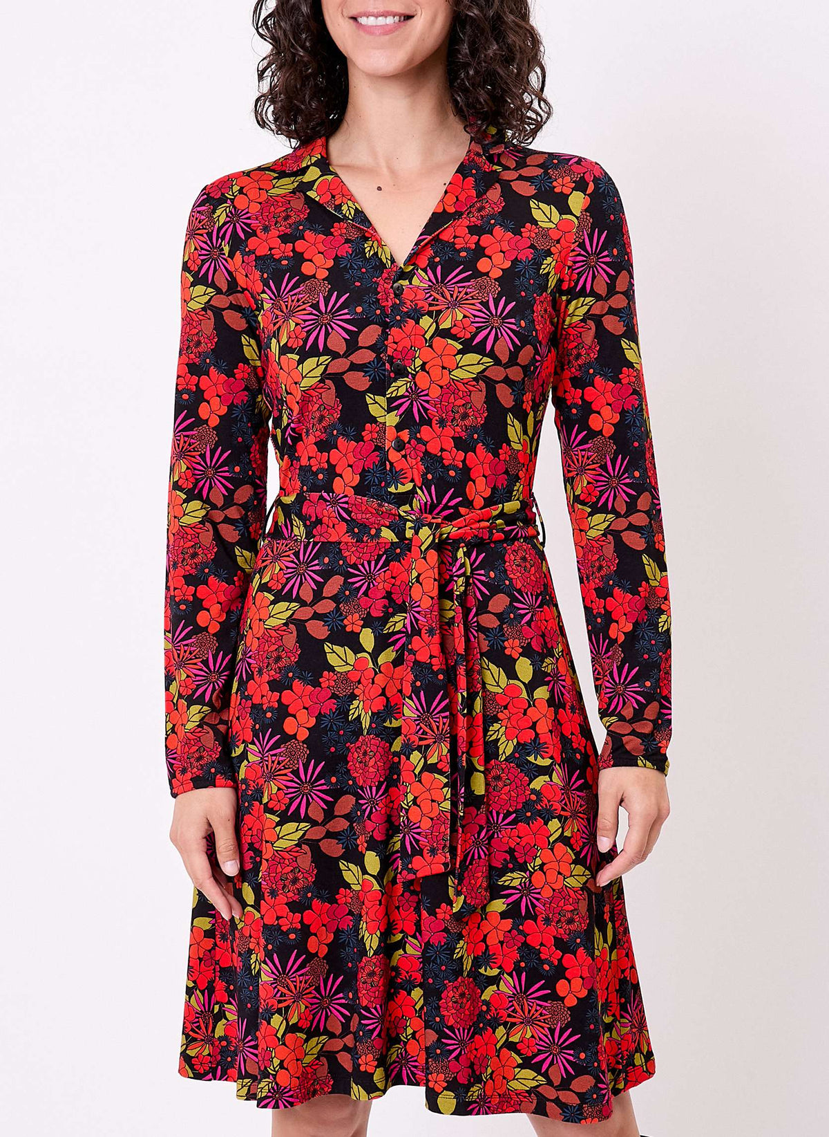 Robe imprimée maille fluide ceinturée EZONE
