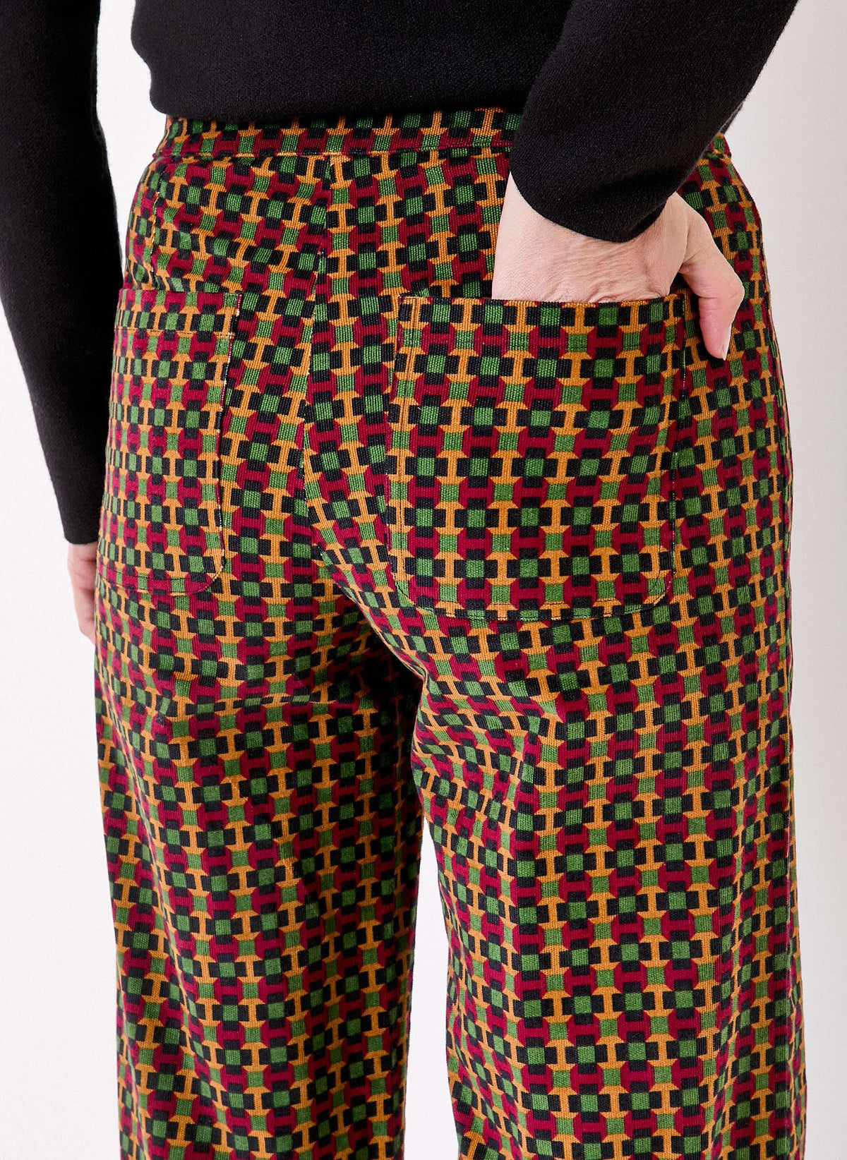 Pantalon imprimé droit large velours côtelé OSCAR