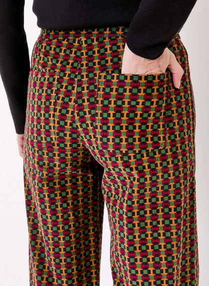 Pantalon imprimé droit large velours côtelé OSCAR