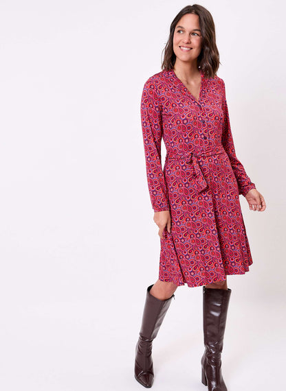 Robe imprimée maille fluide ceinturée EZONE