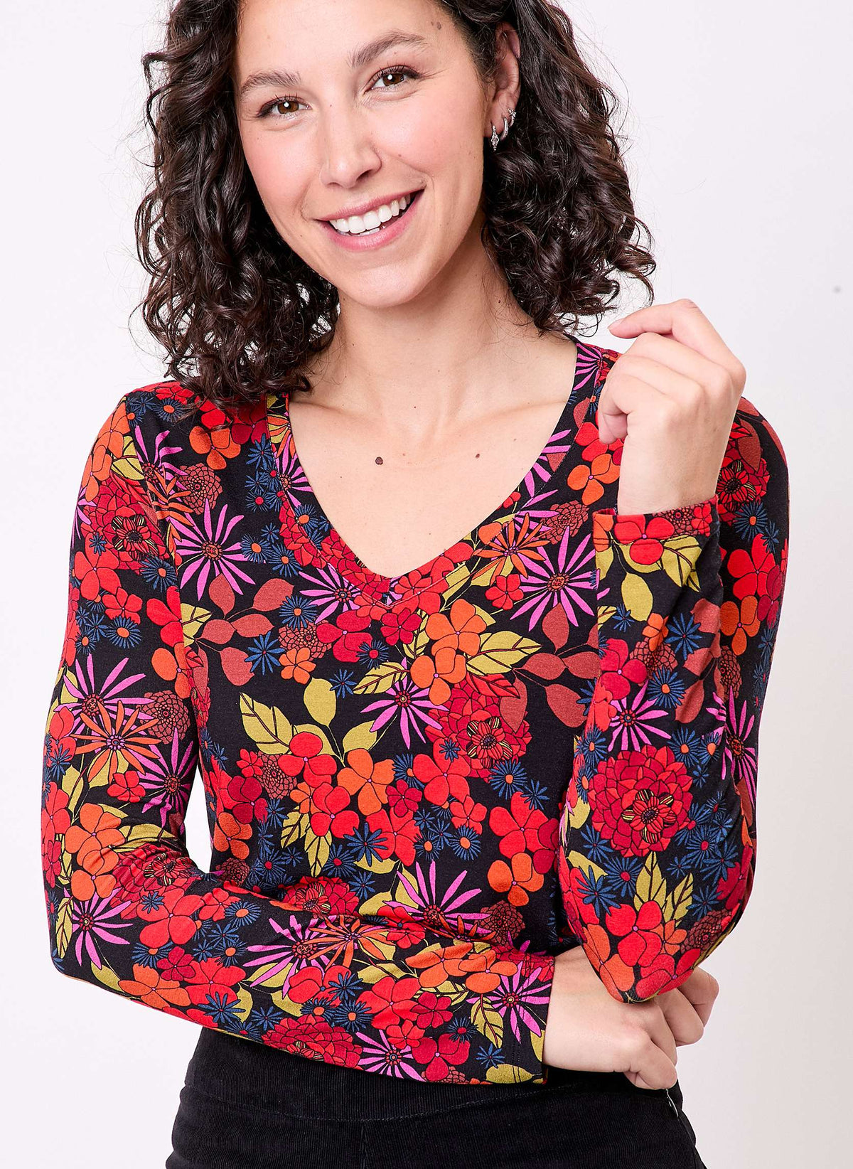 T-shirt imprimé maille fluide col V JULIA