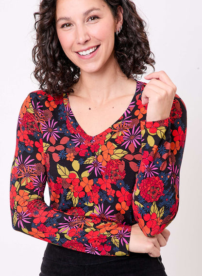 T-shirt imprimé maille fluide col V JULIA