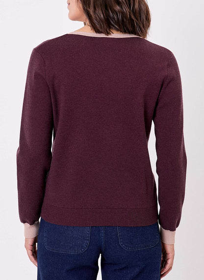 Pull maille épaisse col V ELI