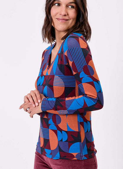 T-shirt imprimé maille fluide col V JULIA