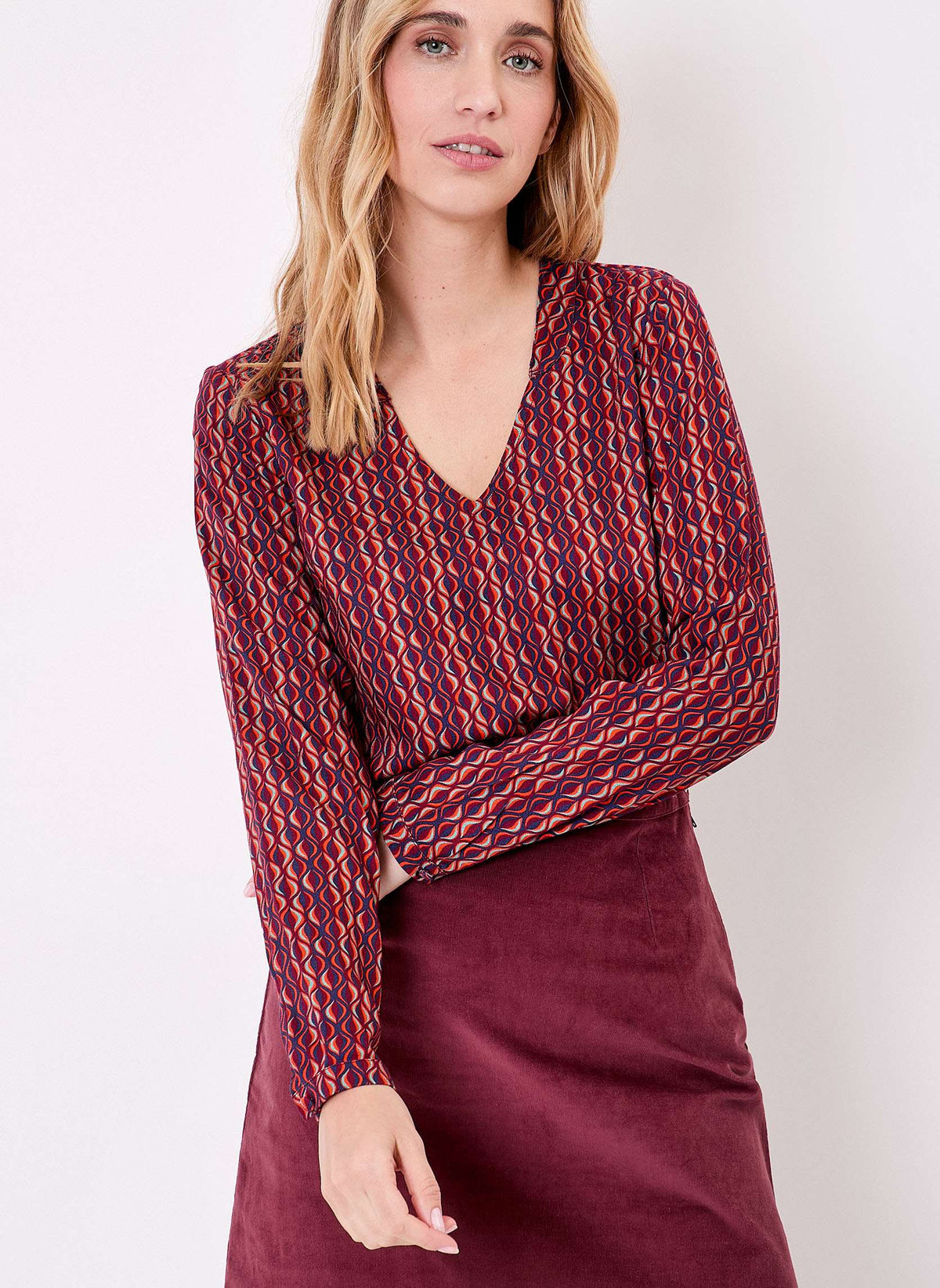 Blouse imprimée fluide col V GARYLY