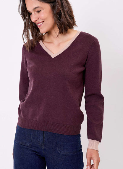 Pull maille épaisse col V ELI