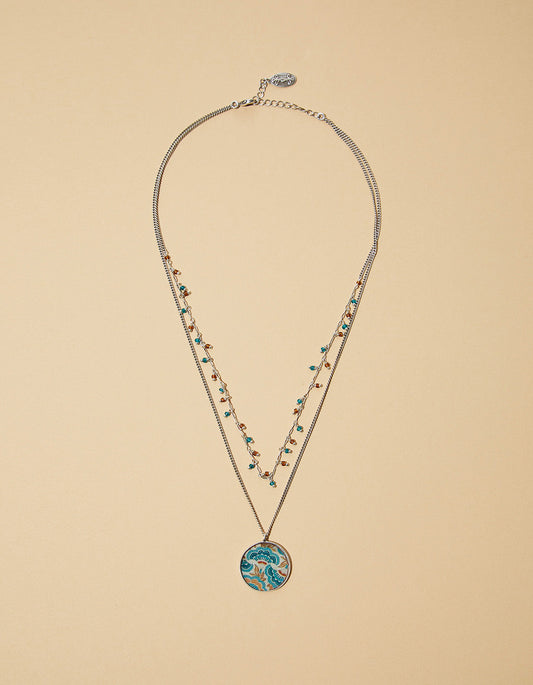 Collier double médaillon Mamba