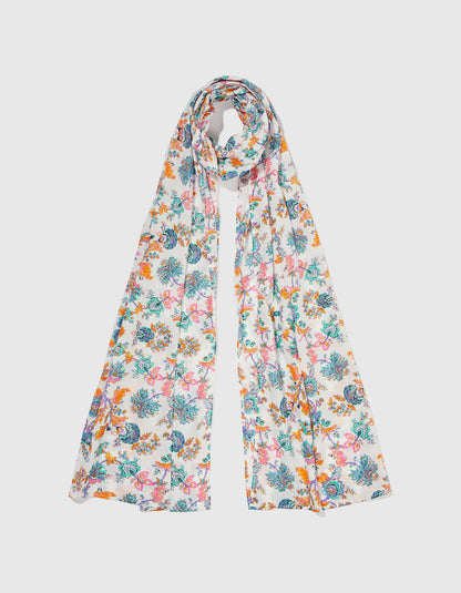 Foulard imprimé voile de coton bio LAVANDI
