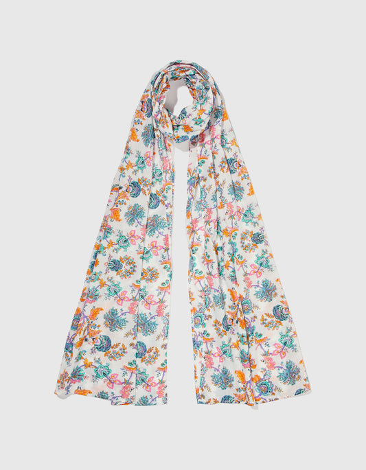 Foulard imprimé voile de coton bio LAVANDI