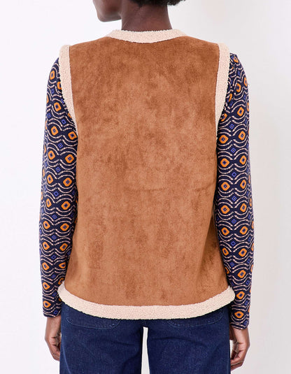 Gilet long sherpa sans manche réversible RISIA
