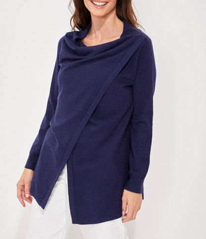 Gilet long maille effet drappé TACHI
