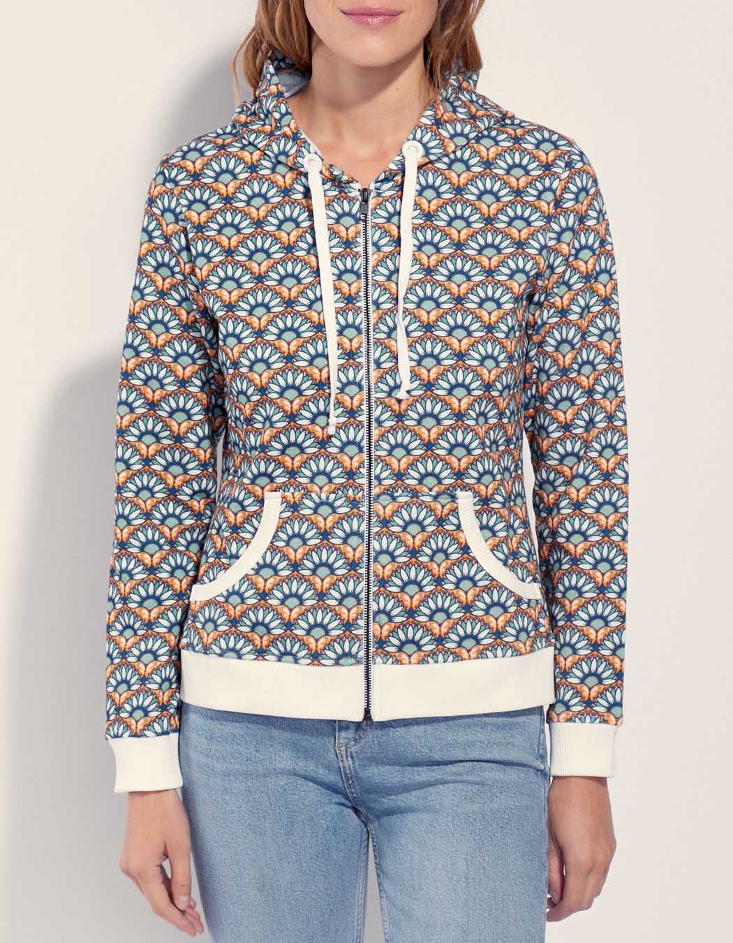 Gilet sweat zippé imprimé WOODINE