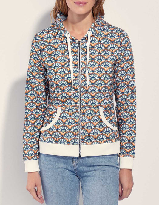 Gilet sweat zippé imprimé WOODINE