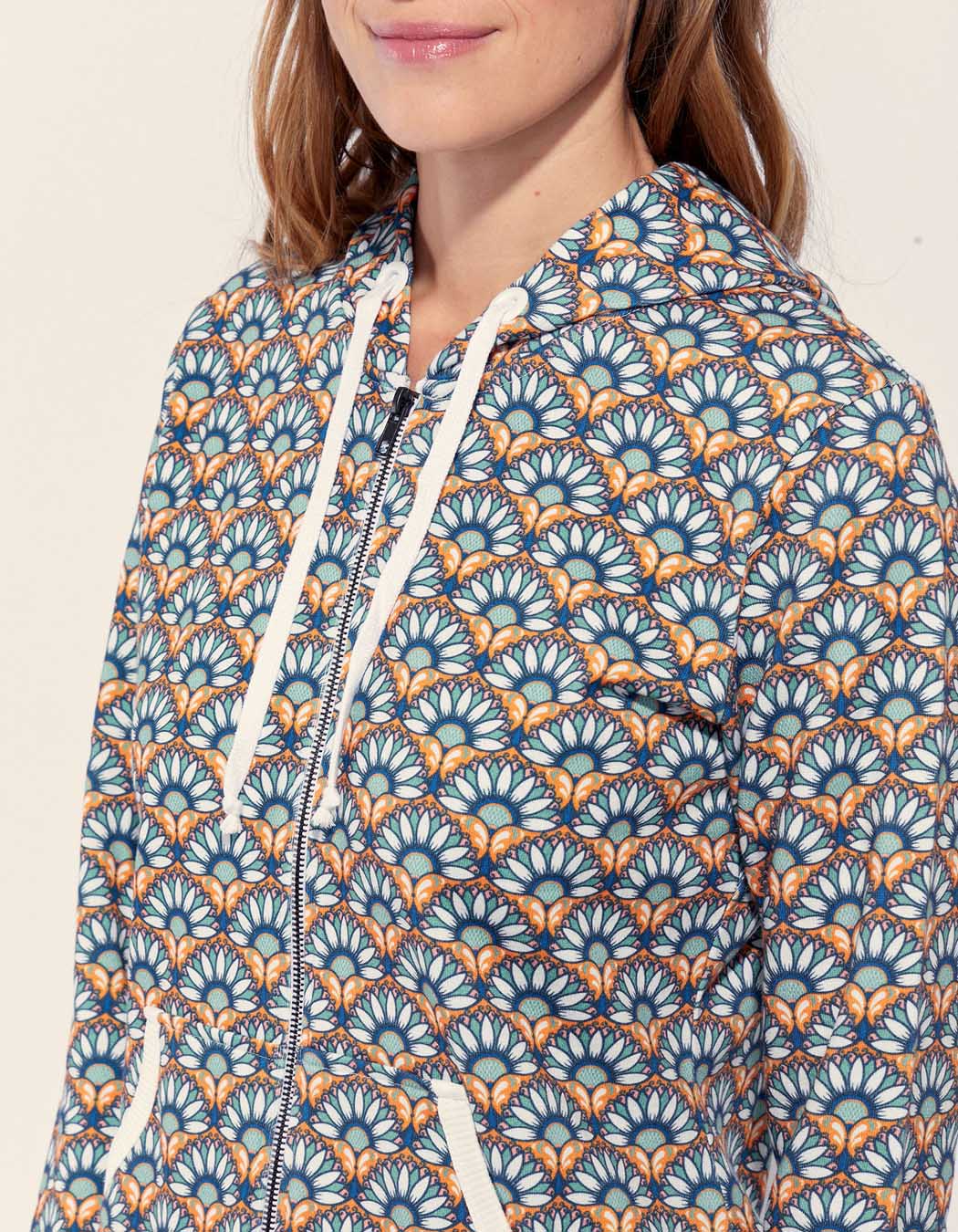 Gilet sweat zippé imprimé WOODINE