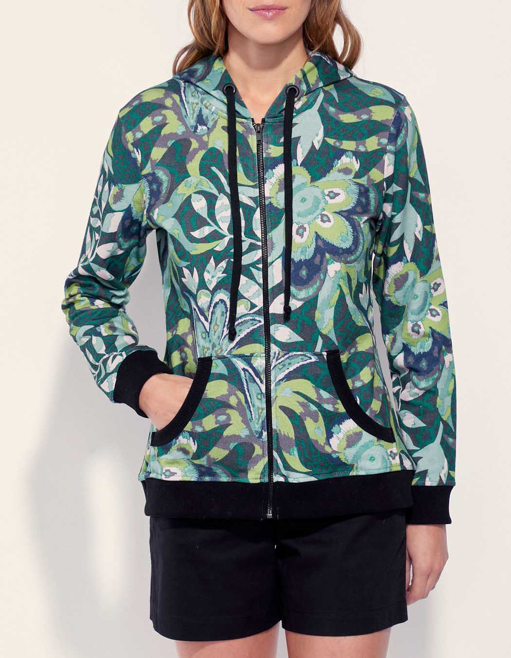 Gilet sweat zippé imprimé WOODINE