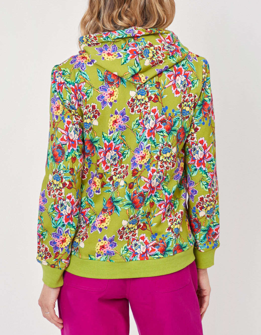 Gilet sweat coton bio zippé imprimé WOODINE