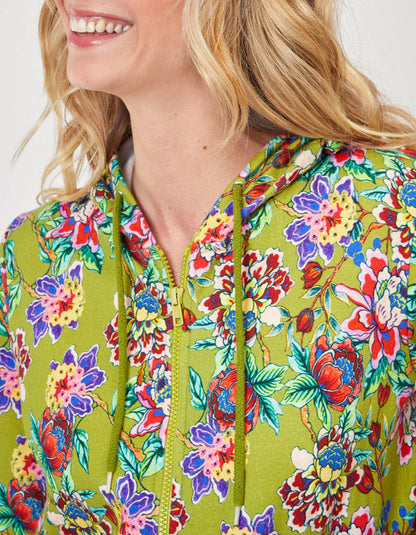 Gilet sweat coton bio zippé imprimé WOODINE