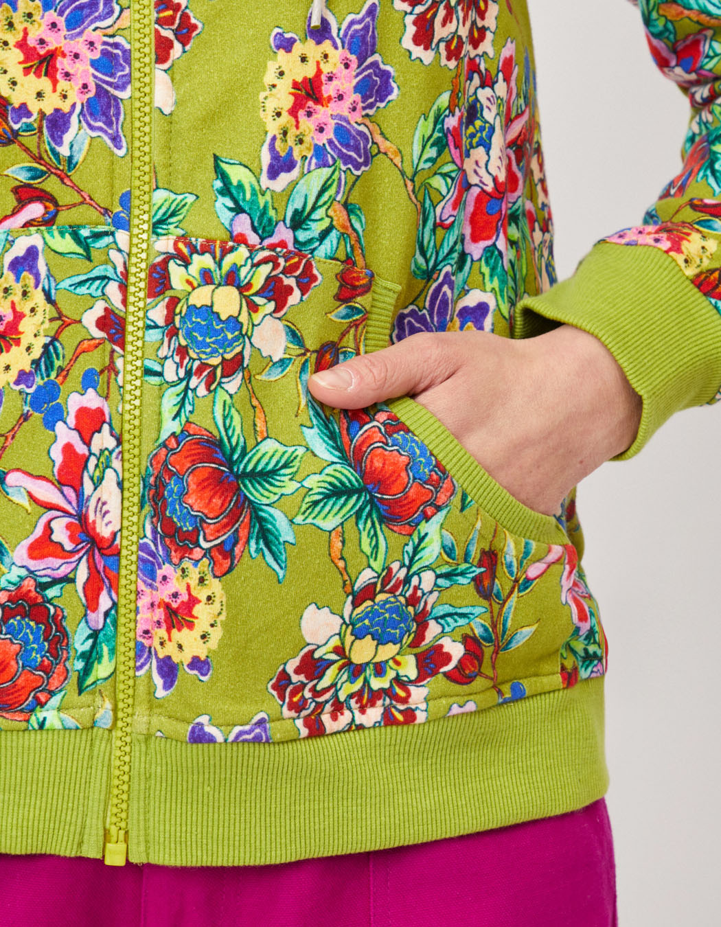 Gilet sweat coton bio zippé imprimé WOODINE