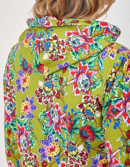Gilet sweat coton bio zippé imprimé WOODINE