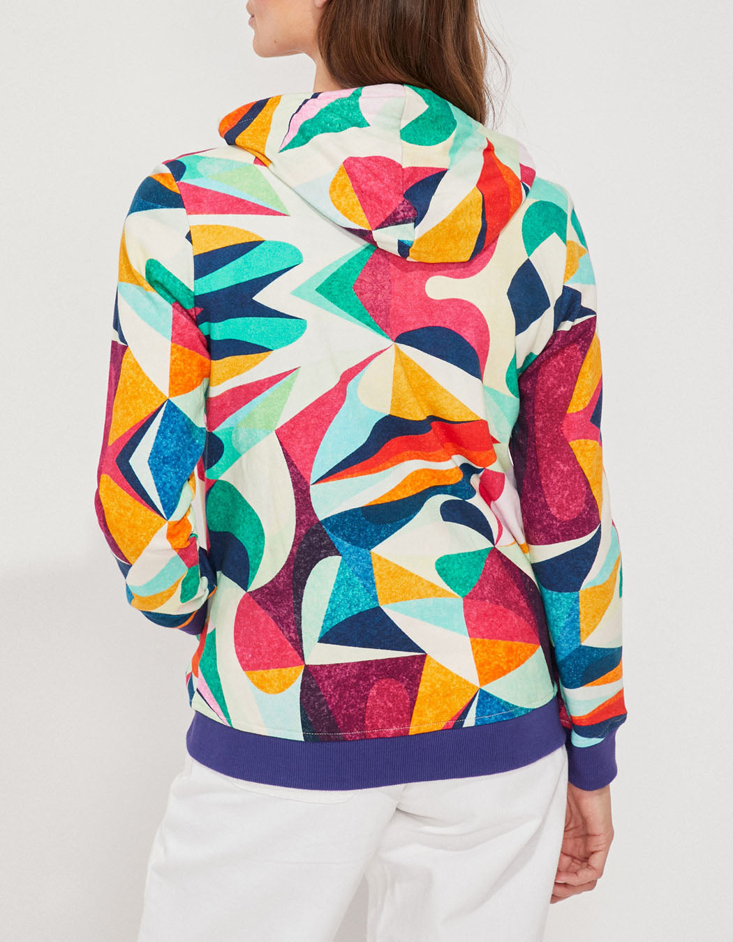 Gilet sweat coton bio zippé imprimé WOODINE