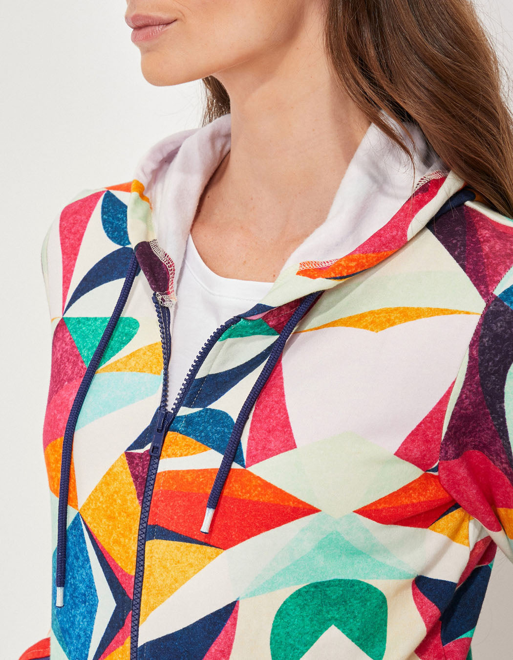 Gilet sweat coton bio zippé imprimé WOODINE