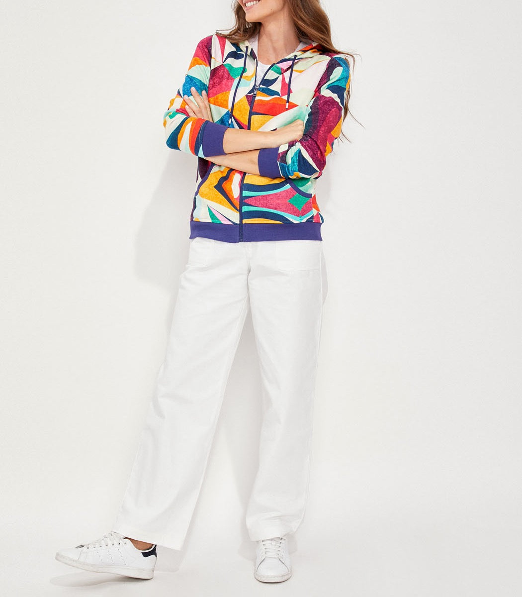 Gilet sweat coton bio zippé imprimé WOODINE