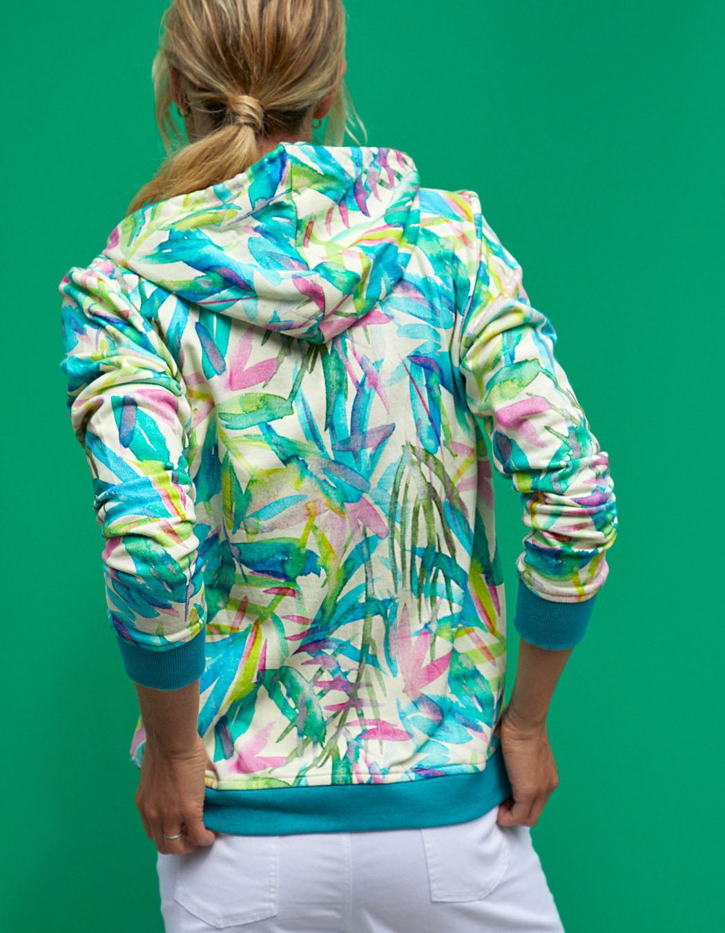Gilet sweat coton bio zippé imprimé WOODINE