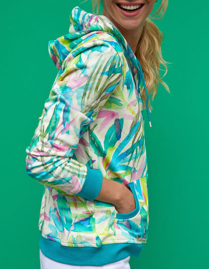 Gilet sweat coton bio zippé imprimé WOODINE