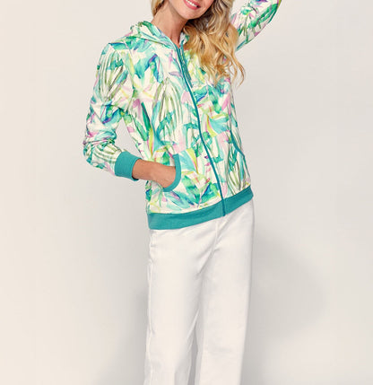 Gilet sweat coton bio zippé imprimé WOODINE