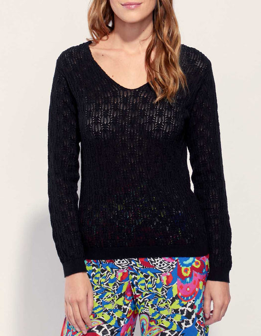 Pull maille ajouré col V BARITOLE