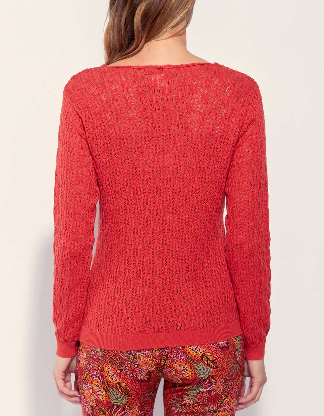 Pull maille ajouré col V BARITOLE
