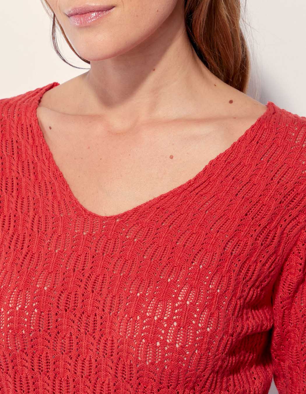 Pull maille ajouré col V BARITOLE