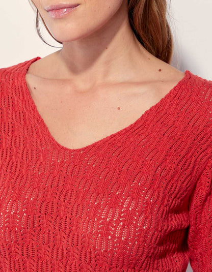 Pull maille ajouré col V BARITOLE