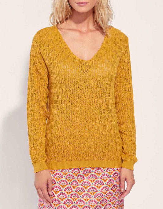 Pull maille ajouré col V BARITOLE