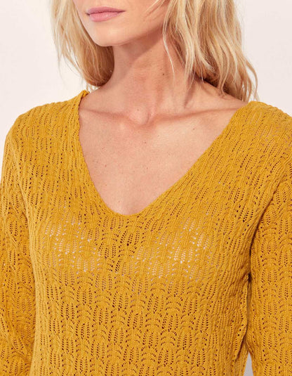 Pull maille ajouré col V BARITOLE