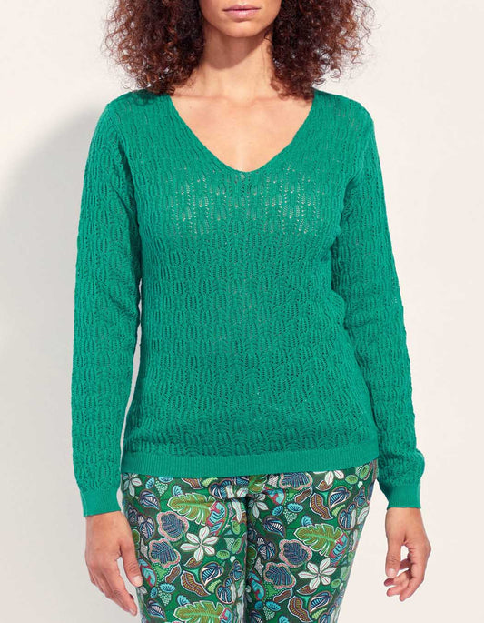 Pull maille ajouré col V BARITOLE