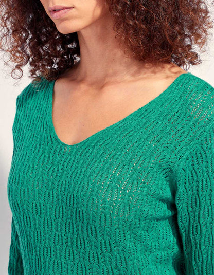 Pull maille ajouré col V BARITOLE