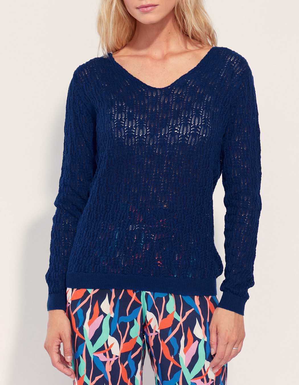 Pull maille ajouré col V BARITOLE
