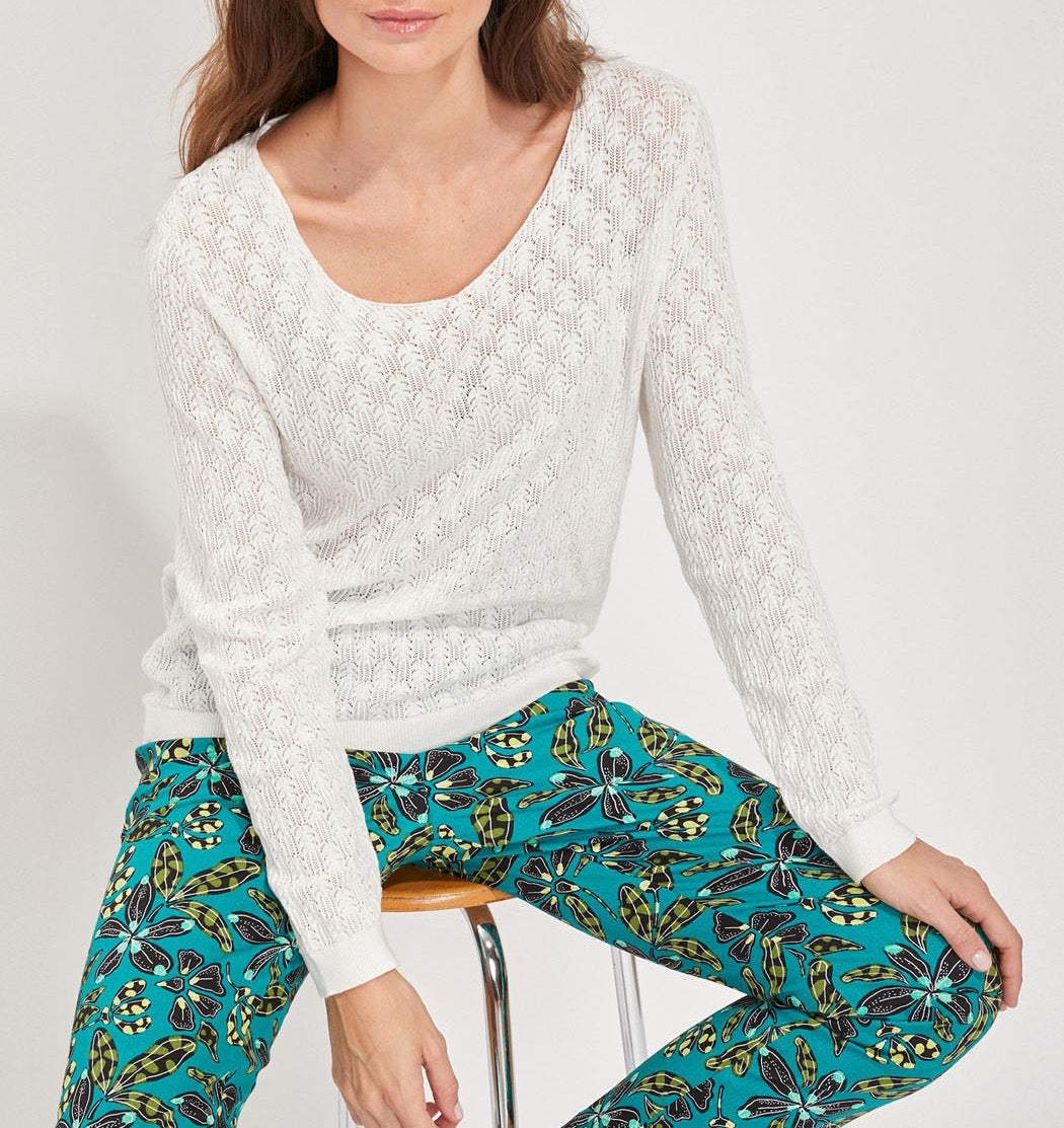 Pull maille ajourée col v BARNAT