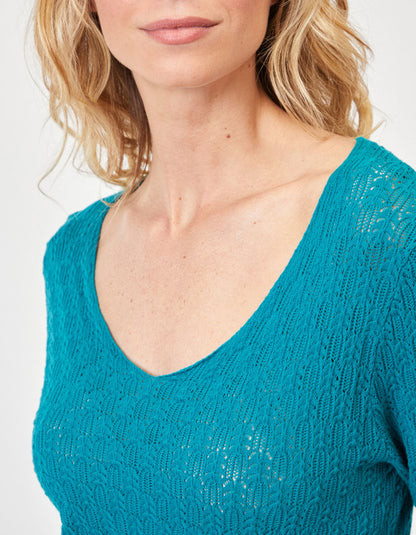 Pull maille ajourée col v BARNAT