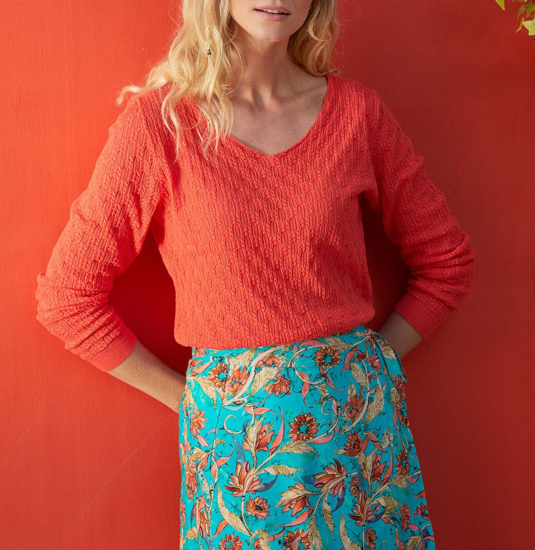 Pull maille ajourée col v BARNAT