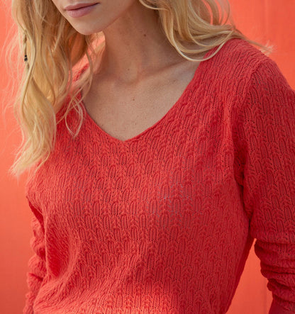 Pull maille ajourée col v BARNAT