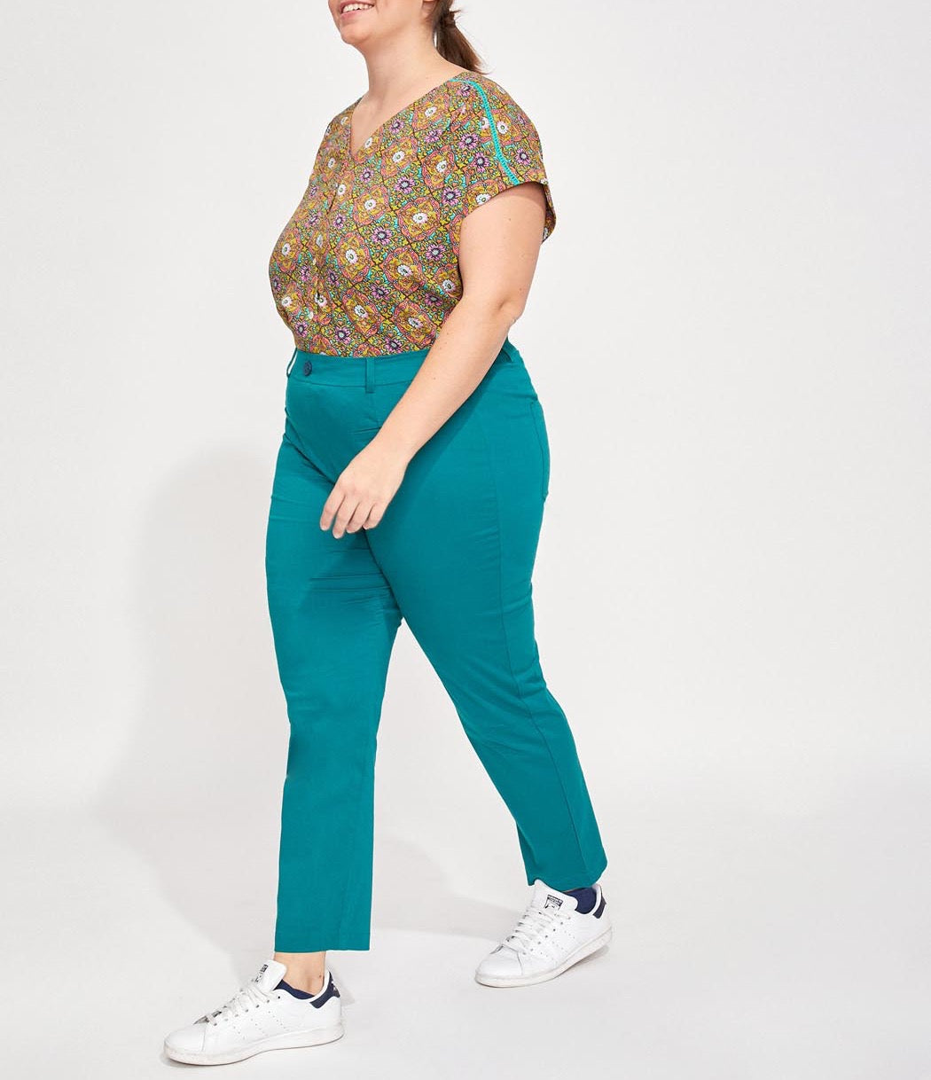 Pantalon cigarette taille elastiquée coton NIMANE