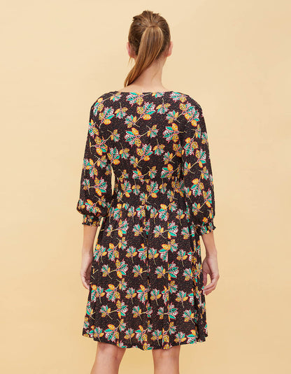 Robe fluide ajustée col boutons Ayanna