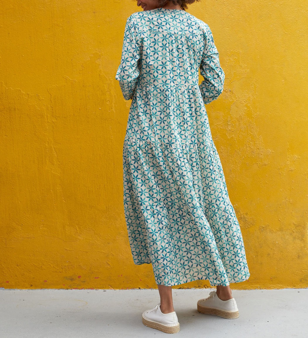 Robe longue imprimée voile de coton bio esprit bohème CATALEYA
