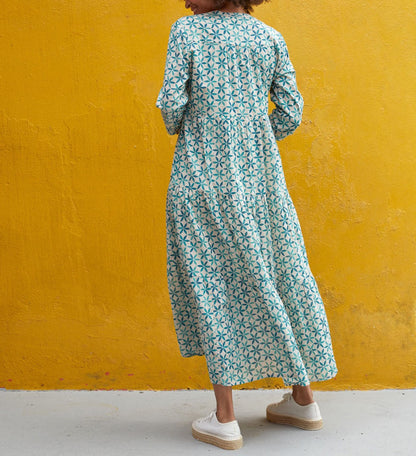 Robe longue imprimée voile de coton bio esprit bohème CATALEYA