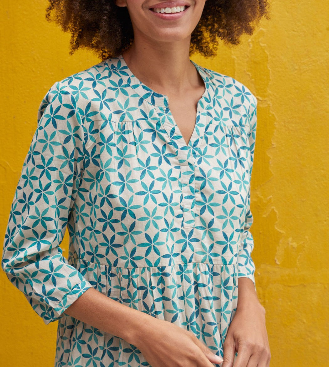 Robe longue imprimée voile de coton bio esprit bohème CATALEYA