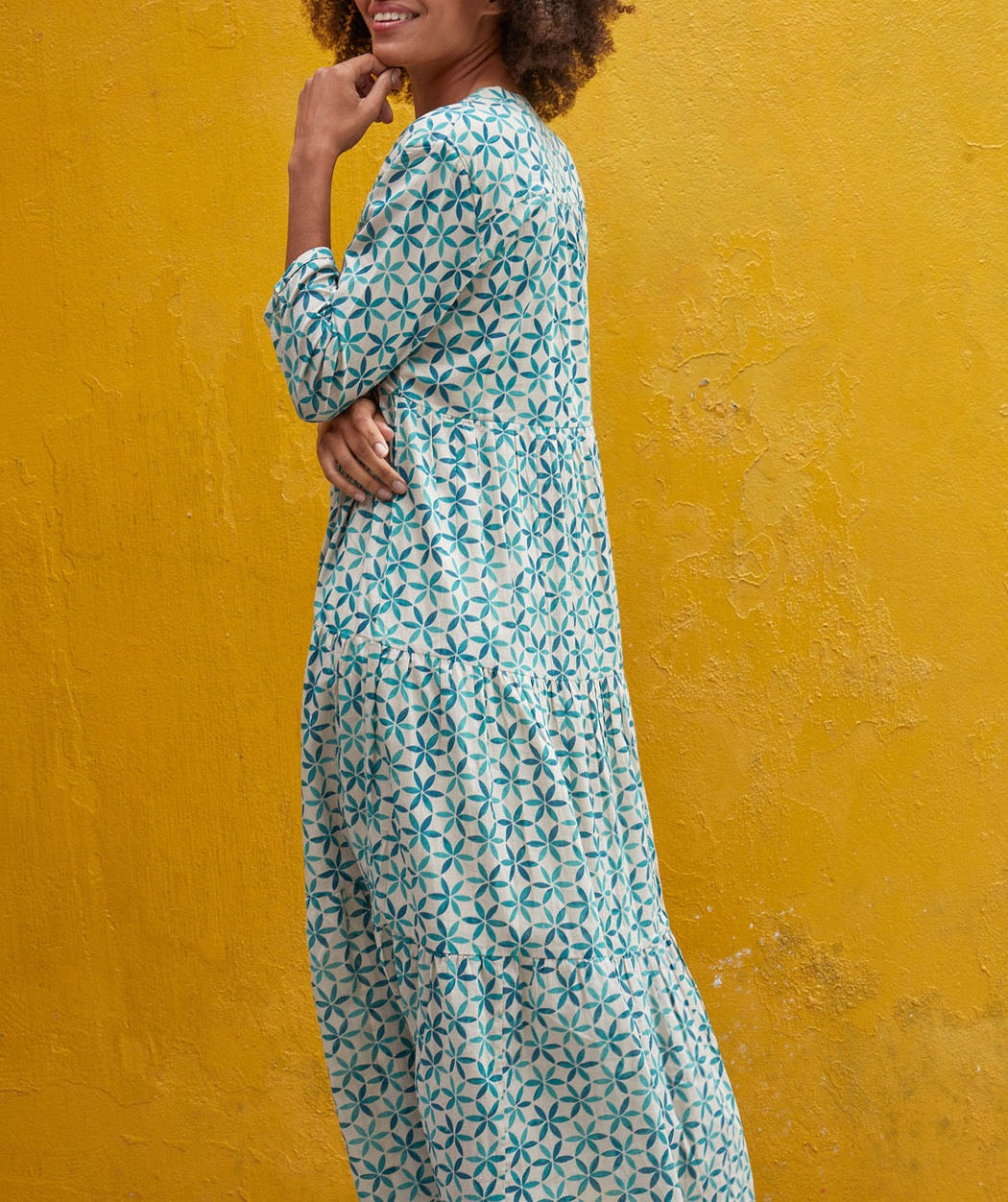Robe longue imprimée voile de coton bio esprit bohème CATALEYA