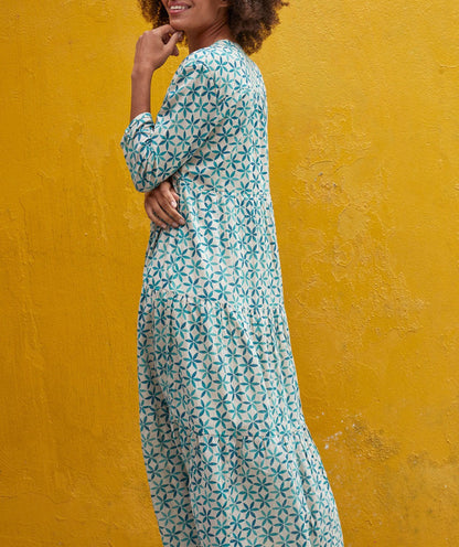 Robe longue imprimée voile de coton bio esprit bohème CATALEYA