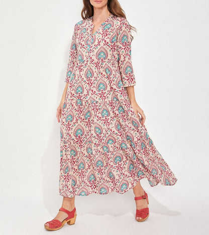 Robe longue imprimée voile de coton bio esprit bohème CATALEYA